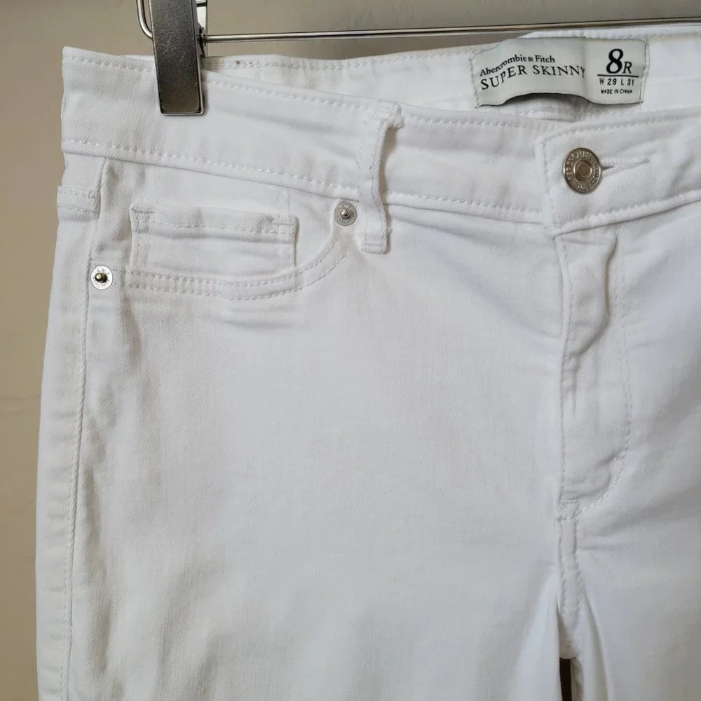 Abercrombie & Fitch Super Skinny White Denim Jeans